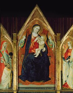 Madonna, die das Christuskind stillt, mit Heiligen (Detail)