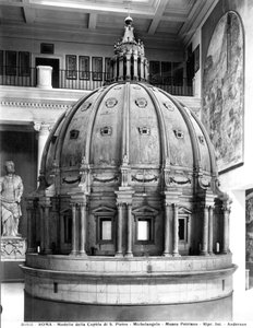 Modell der Kuppel von St. Peter, entworfen von Michelangelo (1475-1564) und gebaut von Giacomo della Porta (ca. 1533-1602) in 1588-90
