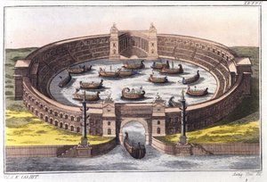 Naumachie, Seeschlacht in einem Amphitheater von Rom von Italian School