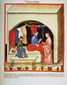 Nova 2644 fol.106r Die Schneiderei: Seidenkleidung, aus Tacuinum Sanitatis