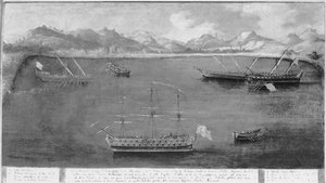 Eine der Marine-Exploits des berühmten Seemanns Mattio Ivanovich da Dobrota, ca. 1730