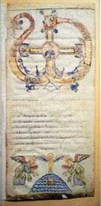 Seite eines Pontifikals mit den Gebeten und Zeremonien, die vom Bischof durchgeführt werden sollen. Manuskript aus dem 10. Jahrhundert