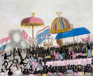 Panoramablick auf den Yam-Brauch, aus Costumi dei... von Giulio Ferrario, ca. 1820er-30er Jahre