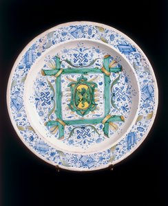 Teller mit dem aufsteigenden Löwen, Cafaggiolo-Manufaktur