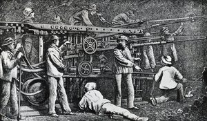 Pneumatische Gesteinsbohrmaschine von Giovanni Battista Piatti und Germano Sommeiller, Gravur von Italian School