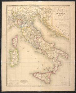 Politische Karte, die die Teilungen der Staaten Italiens anzeigt von Italian School