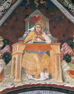 Papst Gregor I., in der Kapelle der St. Margareta von Antiochia, Gewölbe des Heiligtums Santa Maria Assunta (Fresko)
