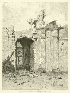 Porta San Pancrazio, beschossen von französischen Artillerien (Stich) von Italian School