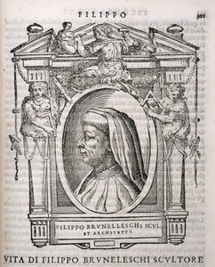Porträt von Filippo Brunelleschi (1377-1446) aus Vasaris Leben der Künstler, erstmals veröffentlicht 1550 von Italian School