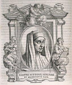 Porträt von Giotto di Bondone (ca. 1267-1337) aus Vasaris Leben der Künstler, erstmals veröffentlicht 1550 von Italian School