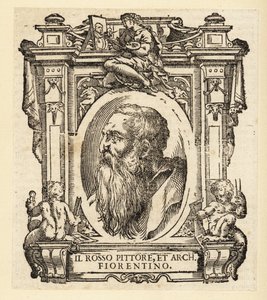 Porträt von Giovanni Battista di Jacopo, bekannt als Rosso Fiorentino oder Il Rosso, italienischer Architekt und Manieristischer Maler in Öl und Fresko der Florentiner Schule