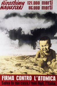 Plakat gegen die Atombombe, erstellt vom Nationalen Komitee der Friedensparteien von Italian School