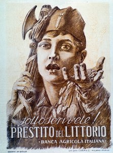 Faschistisches Propagandaposter für das Littorio-Darlehen von Italian School