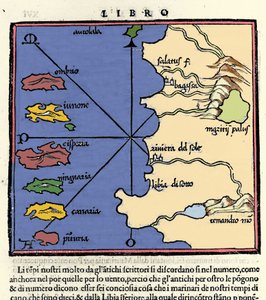 Darstellung der Kanarischen Inseln. Isolario (Inselkarte) von Benedetto Bordone. Venedig 1547 von Italian School