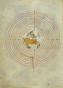 Darstellung des Minotaurus im Zentrum des Labyrinths