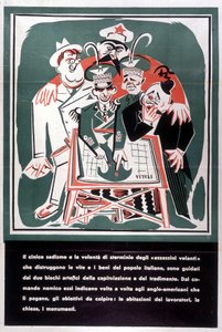 Satirische Vignette gegen Verräter Victor Emmanuel III und Badoglio von Italian School