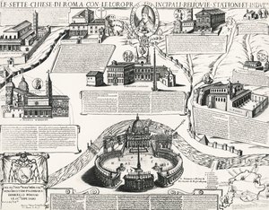Sieben Kirchen von Rom, mit Porträt von Alexander VII (Papst 1655-1667), Italien