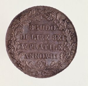 Silber-Ecu aus Mailand. 16.06.1800. Durchmesser 3,9 cm Neapel, Archäologisches Museum
