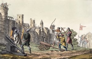 Soldaten und Artillerie des 15. Jahrhunderts, Tafel 16 aus Die Geschichte der Nationen (Aquatinta)