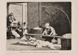 Baumwollspinnen, Japan, aus der italienischen Ausgabe von Tour du Monde, 1869