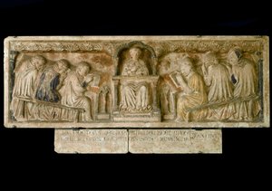 Studenten folgen dem Kurs von Bonifacio Galluzzi (Grabplatte, ca. 1346) von Italian School