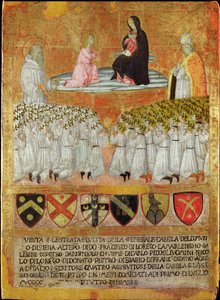 Die Verkündigung mit St. Bernhard von Clairvaux und Papst Calixtus III. (1378-1458) 1456