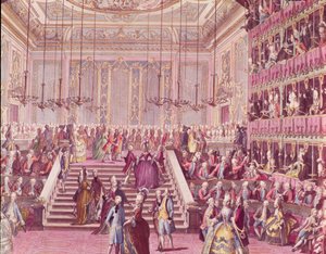 Der Ball im Teatro San Benoit in Venedig am 22. Januar 1782, spätes 18. Jahrhundert von Italian School