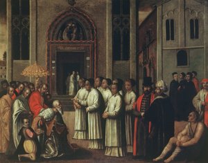 Der Doge Ziani trifft Papst Alexander III. (1105-81) in der Carita im Jahr 1172 von Italian School
