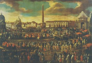 Der Einzug eines Botschafters in Rom, Piazza del Popolo von Italian School