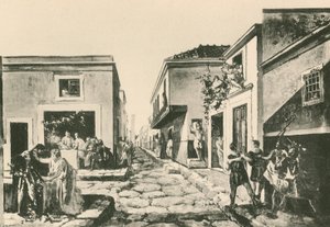 Das Haus des Pensile-Balkons wie es war (Gravur) von Italian School