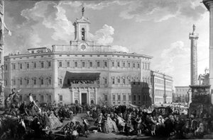 Die Lotterie auf der Piazza Montecitorio, von Paolo Panini, 18. Jahrhundert von Italian School