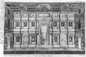 Das Olympische Theater in Vicenza, entworfen von Andrea Palladio (1508-80) von Italian School