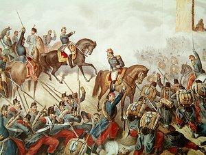 Die Piemontesen und die Franzosen in der Schlacht von San Martino 1859 von Italian School