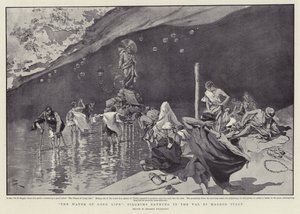 "Das Wasser des langen Lebens", Pilger baden im Val di Maggio, Italien von Italian School