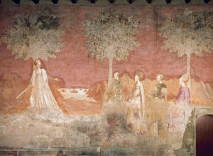Das Ballspiel, Szene aus dem Spiele-Zyklus, ca. 1445-1450, Fresko, Palazzo Borromeo, Mailand, Lombardei, Italien von Italian School