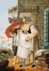 Der Leinen- und Spitzenverkäufer in Neapel, Italien von Italian School