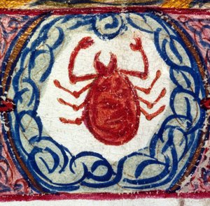 Zeichen des Krebses. Italienisches Horoskop, Mitte des 15. Jahrhunderts