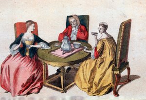 Drei venezianische Adlige genießen eine Schokolade