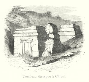 Etruskisches Grab in Chiusi (Gravur) von Italian School