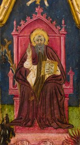 Triptychon: Heiliger Antonius Abt auf dem Thron, Heiliger Paulus der Einsiedler und Heiliger Onophrius (Detail) von Italian School