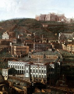 Ansicht des alten Gerichtsgebäudes, das in einen Palast mit hängenden Gärten umgewandelt wurde von Italian School