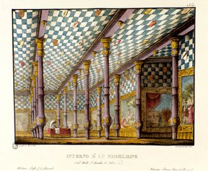 Ansicht des Zeltes von Edward III., König von England, 1347 während des Hundertjährigen Krieges, Bühnenbild für die Oper 