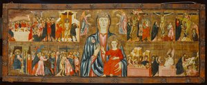Madonna mit Kind und zwei Engeln mit zwölf Szenen aus der Passion, ca. 1310
