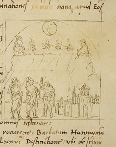 Ms.LAT.446 fol.2v Die Weisen studieren die Bewegung der Sterne, um das genaue Datum des Passahfestes zu bestimmen, aus Ortopascha von dem Pilger Priscian