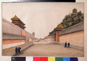 Der Winterpalast in Peking, aus der Serie chinesische Skizzen. Gemälde von Iwan Petrowitsch Alexandrow (1780-1818). Aquarell auf Papier, 21,5 x 28,3 cm