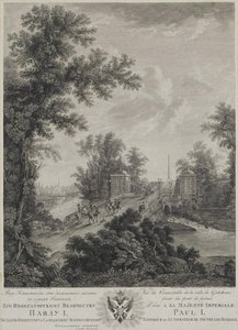 Blick auf den Connetable-Platz von der Steinbrücke in Gatchina, 1800 von Ivan Dmitryevich Telegin
