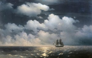 Brig Mercury von zwei türkischen Schiffen angegriffen von Ivan Konstantinovich Aivazovsky