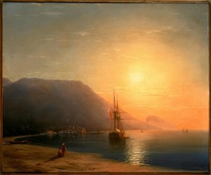 Sonnenuntergang vor Ajudag an der Krimküste