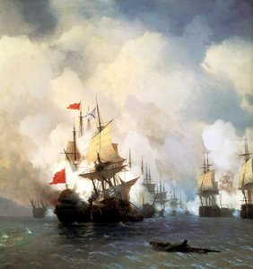 Die Seeschlacht von Chesma am 5. Juli 1770, 1848