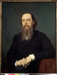 Porträt des Schriftstellers Mikhail Saltykov-Shchedrin (1826-1889)